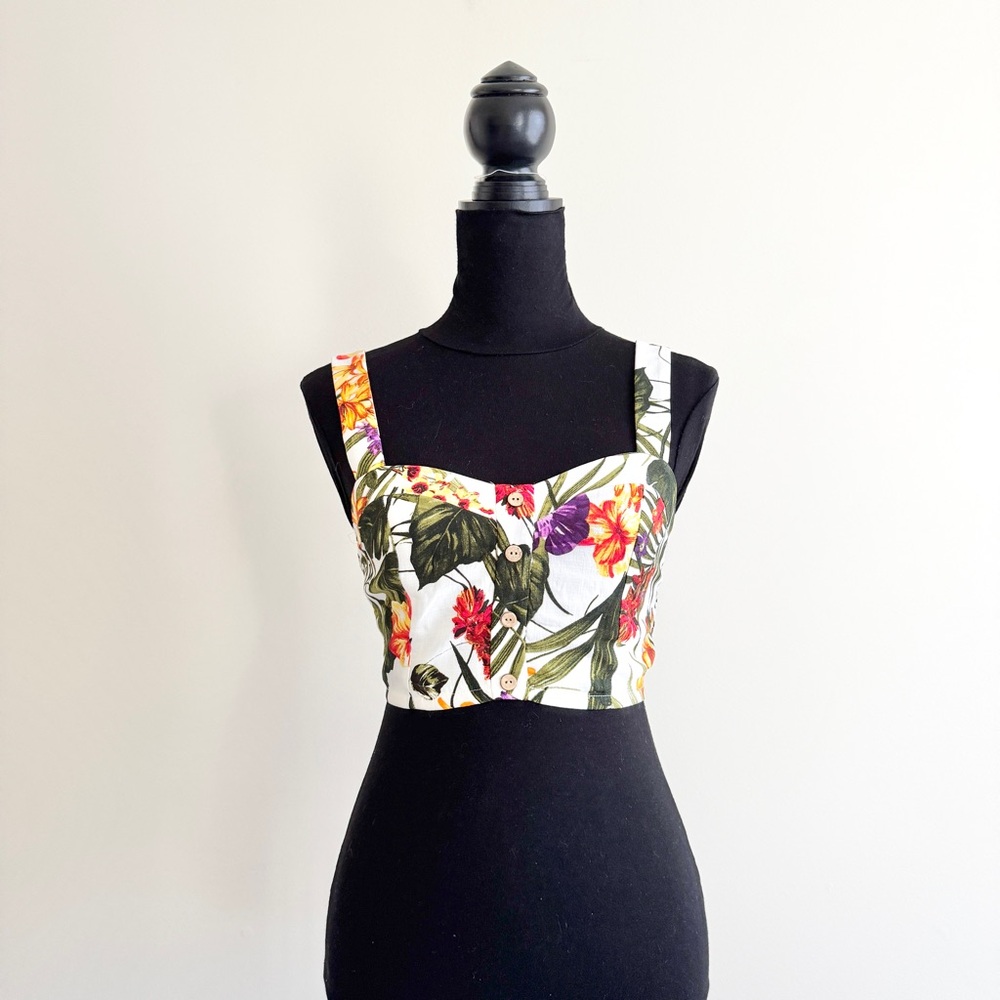 Vintage Forever 21 Tropical Print Crop Tank - Size Small - NWT
